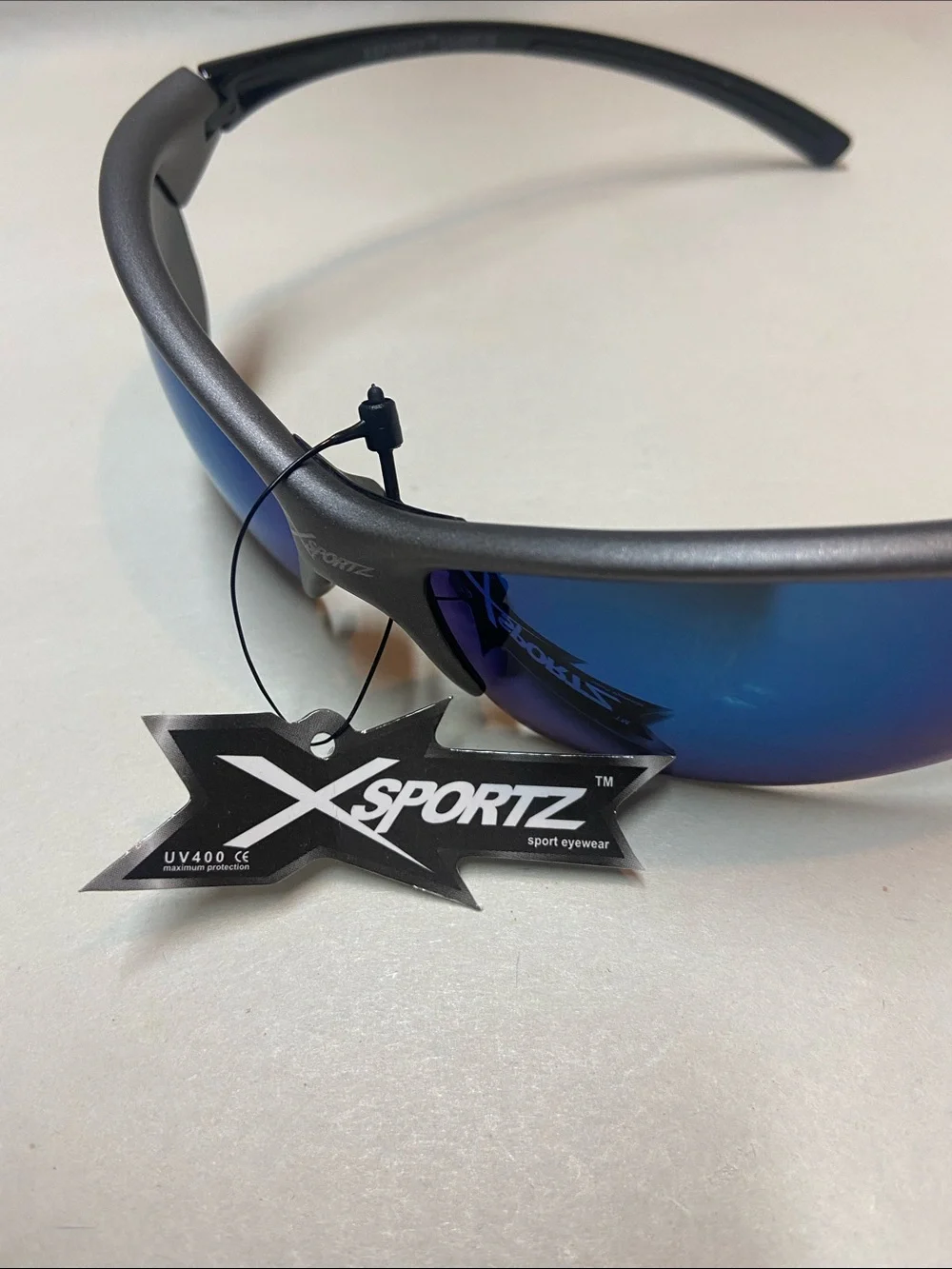 Sporto Men's Blue Mirrored Wrap Sunglasses grey semi rimmed frames